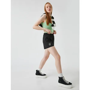 Kadın Beli Lastikli Baskılı Şort