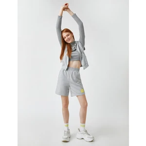 Kadın Beli Lastikli Baskılı Şort