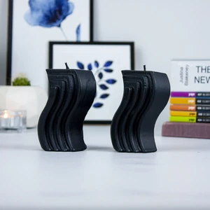 Dekoratif Dalga Mum Seti Siyah