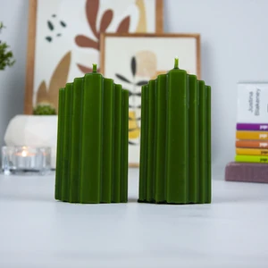 Dekoratif Buzdağı Mum Seti Yeşil
