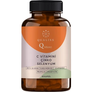 Q More 60 Kapsül Vitamin C-d, Propolis, Probiyotik, Çinko, Selenyum, Beta Glukan ve Kara Mürver içeren Takviye Edici Gıda