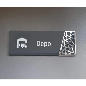 Antrasit Silver Pattern Seri Depo Kapı Isimliği 24 x 9 cm 1 Adet