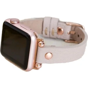 Apple Watch Uyumlu 38 40 41 mm Kadın Deri Kordon Slim - Bej