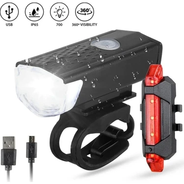 Dream Plus USB Şarjlı Bisiklet Ön-Arka Far Stop Lambası