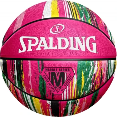 Spalding 2021 Marble Series Pembe Basket Topu 7 Numara Dayanıklı Kauçuk Malzeme ile Dış Mekan