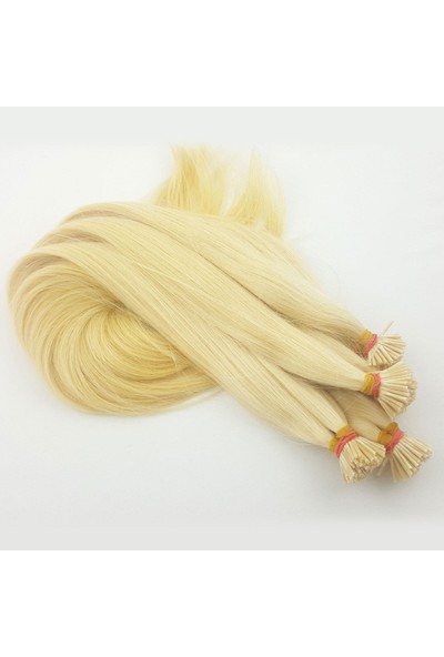 Saç ve Peruk Platin Sarısı 25 Adet Boncuk Kaynak Saç 0,8 gr 65-70 cm Özbek Saçı