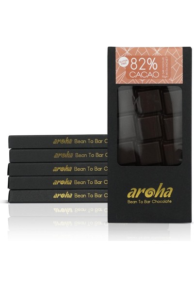 Aroha Single Origin Ghana-Şeker Ilavesiz Ballı Çikolata. %82 Kakao - 6'lı Paket