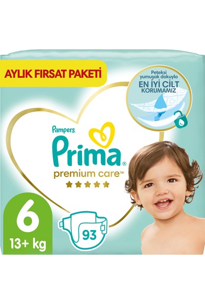 Prima Bebek Bezi Premium Care 6 Beden 93 Adet Ekstra Large Aylık Fırsat Paketi