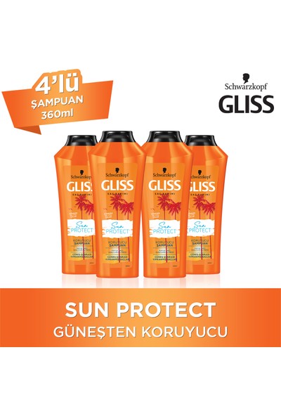 Gliss Schwarzkopf Glıss Sun Protect Şampuan 360 ml x 4 Adet
