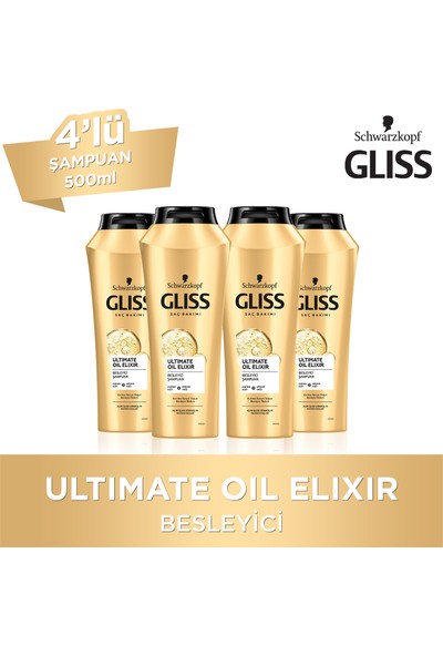 Gliss Ultimate Oil Elixir Şampuan 500 ml x 4 Adet