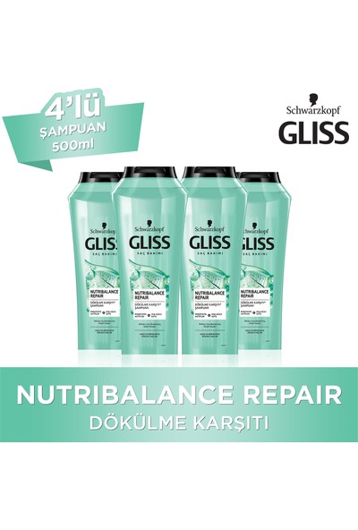 Gliss Nutribalance Şampuan 500 ml x 4 Adet