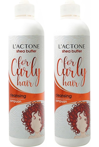 L'ACTONE 2'li Kıvırcık Saçlar İçin Shea Yağı Krem Şampuan