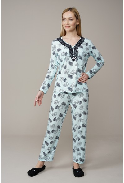 Markosin Kadın Yaprak Desenli Pijama Takımı L1800