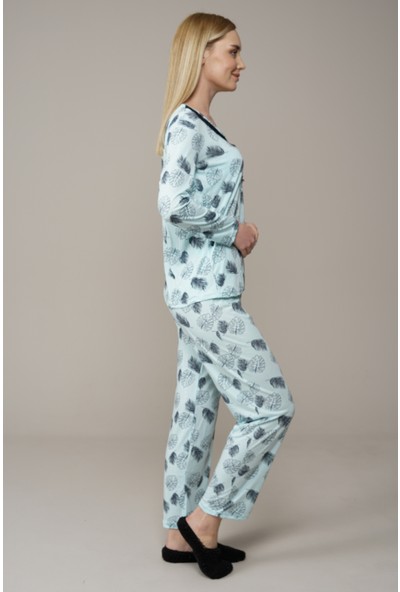 Markosin Kadın Yaprak Desenli Pijama Takımı L1800