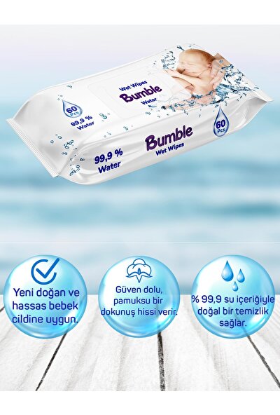 BUMBLE WATER ISLAK MENDİL 60 YAPRAK 6'LI PAKET