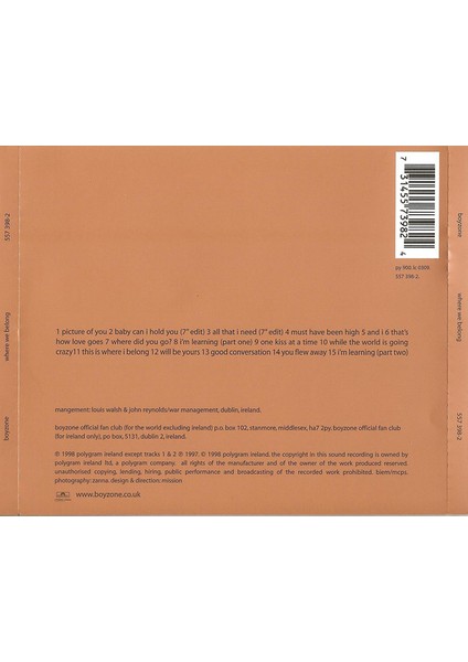 Boyzone – Where We Belong CD