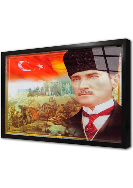 Çanakkale Savaşı ve Atatürk Çerçeveli Cam Tablo