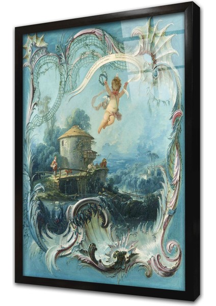 Ev Enchanted ve Cupid Ile Tepe Çerçeveli Cam Tablo