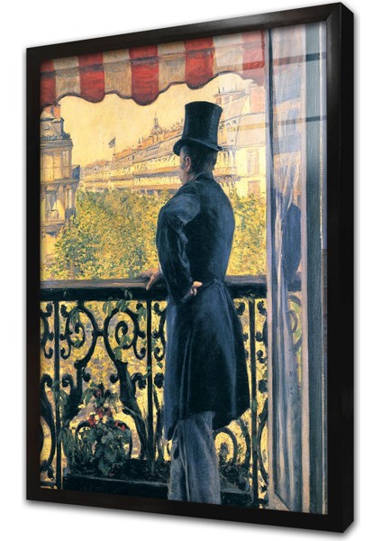 Balkonda Adam Çerçeveli Cam Tablo