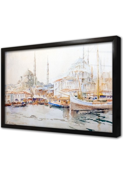 Eski Istanbul Fausto Zonaro Çerçeveli Cam Tablo