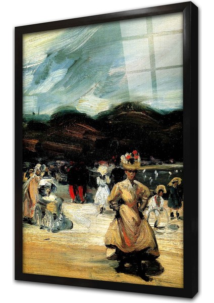 In The Luxembourg By Glackens Çerçeveli Cam Tablo