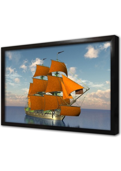 Denizde Yelkenli Çerçeveli Mdf Tablo