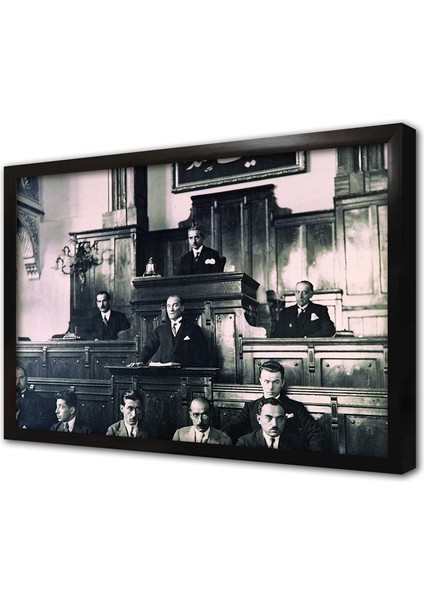 Atatürkün Mecliste Konuşma Yaparken Çerçeveli Mdf Tablo