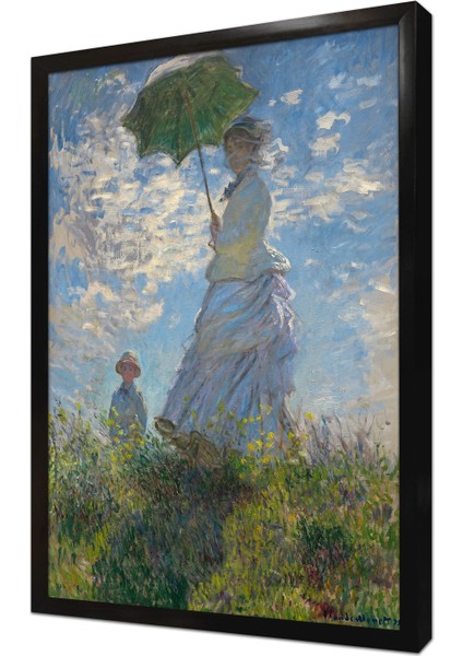 Çayırda Yürüyüş Monet Çerçeveli Mdf Tablo