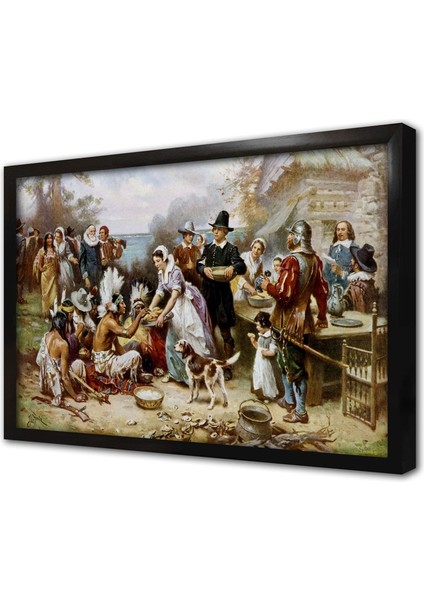 First Thanksgiving 1621 Çerçeveli Mdf Tablo