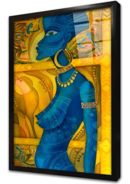 Afrikalı Kabile Üyesi Çerçeveli Cam Tablo