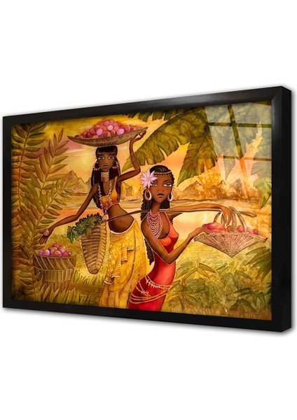 Afrikalı Kadınlar Çerçeveli Cam Tablo