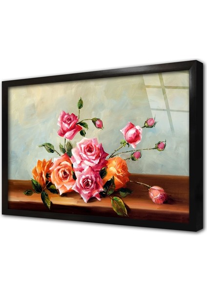 Güller Çerçeveli Cam Tablo