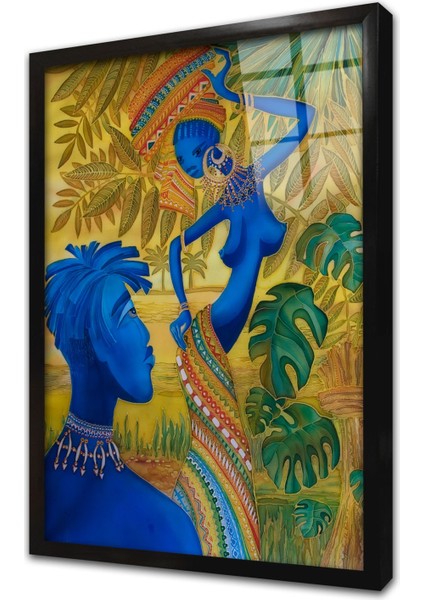 Afrikalılar Çerçeveli Cam Tablo