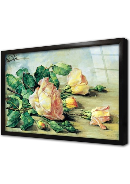 Güller Çerçeveli Cam Tablo
