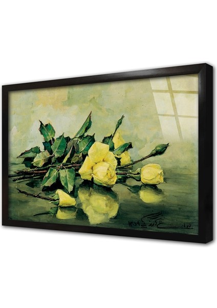 Güller Çerçeveli Cam Tablo