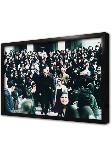 Atatürk Kadınlarla Çerçeveli Mdf Tablo