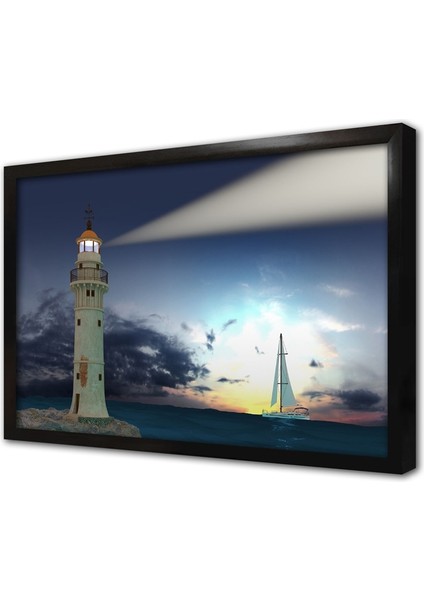 Deniz Feneri Çerçeveli Mdf Tablo
