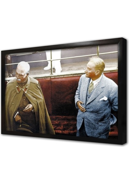 Atatürk ve Iran Şahı Çerçeveli Mdf Tablo