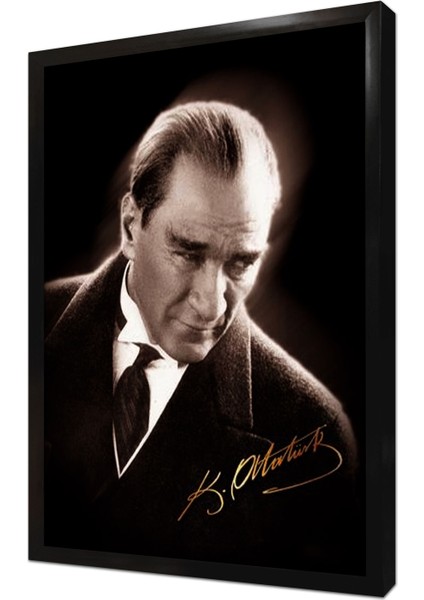 Imzalı Atatürk Çerçeveli Mdf Tablo