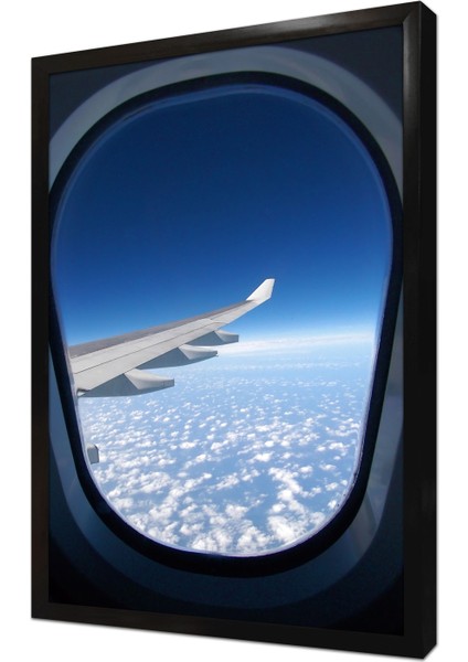 Gökyüzünde Süzülen Uçak Çerçeveli Mdf Tablo