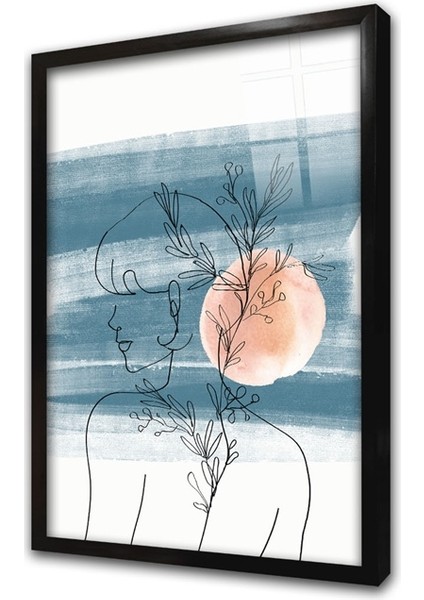 Line Art Kadın Silüeti Üçlü Set Çerçeveli Cam Tablo modelleri