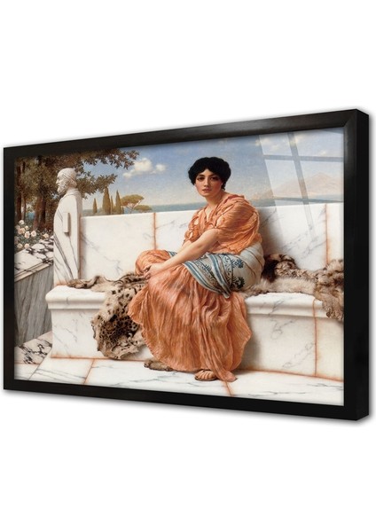 Oryantal Kadın J William Godward Çerçeveli Cam Tablo