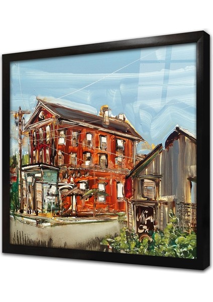 Kahverengi Ev Çerçeveli Cam Tablo