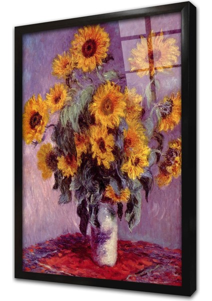 Monet Sunflowers Çerçeveli Cam Tablo