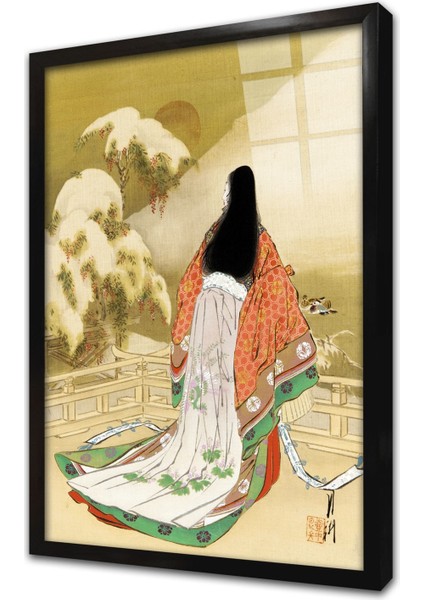 Japon Kadın Çerçeveli Cam Tablo