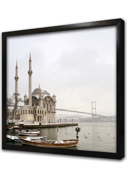 Karlı Hava Ortaköy Camii Çerçeveli Mdf Tablo