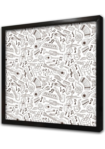 Karışık Müzik Enstrümanları Çerçeveli Mdf Tablo