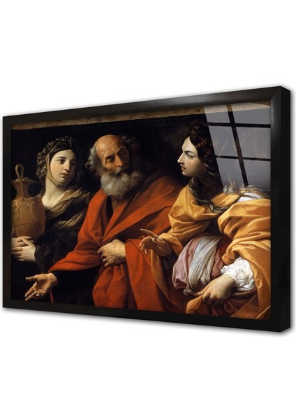 Lut ve Kızları Çerçeveli Cam Tablo