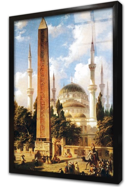 Istanbul Dikilitaş Manzaralı Çerçeveli Cam Tablo