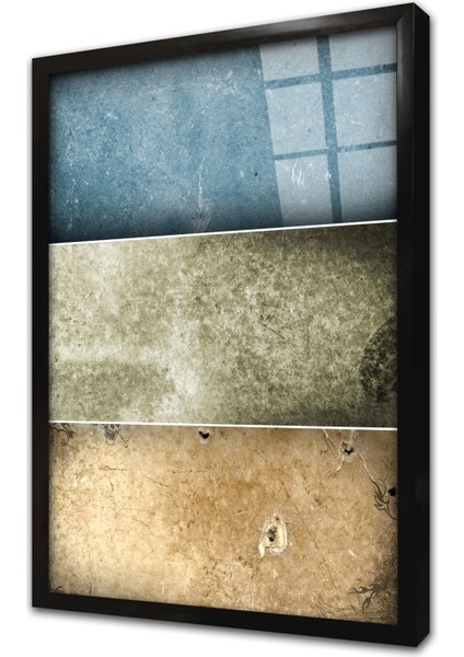 Kolaj Soyut Çerçeveli Cam Tablo